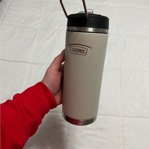 Thermos Stainless Steel Bottle - Beige and Black